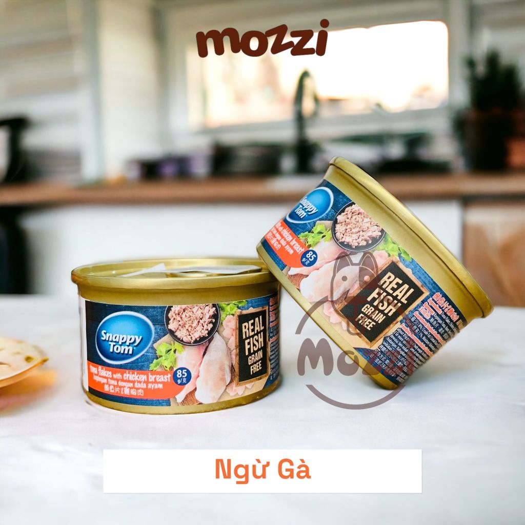 Pate cho mèo Snappy Tom lon 85gr Real Fish Real Meat
