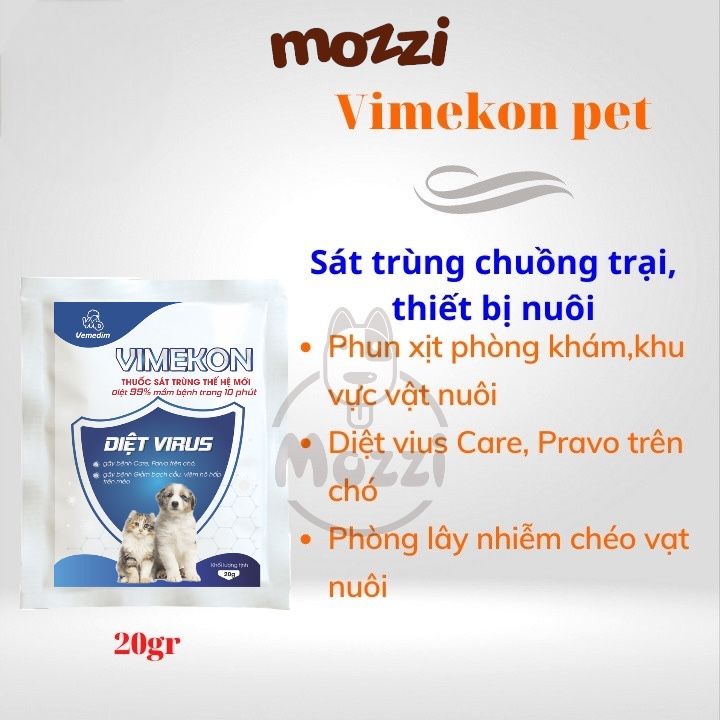 Bột sát trùng khu vực chuông trại Vimekon Vemedim Gói 20gr cho chó mèo
