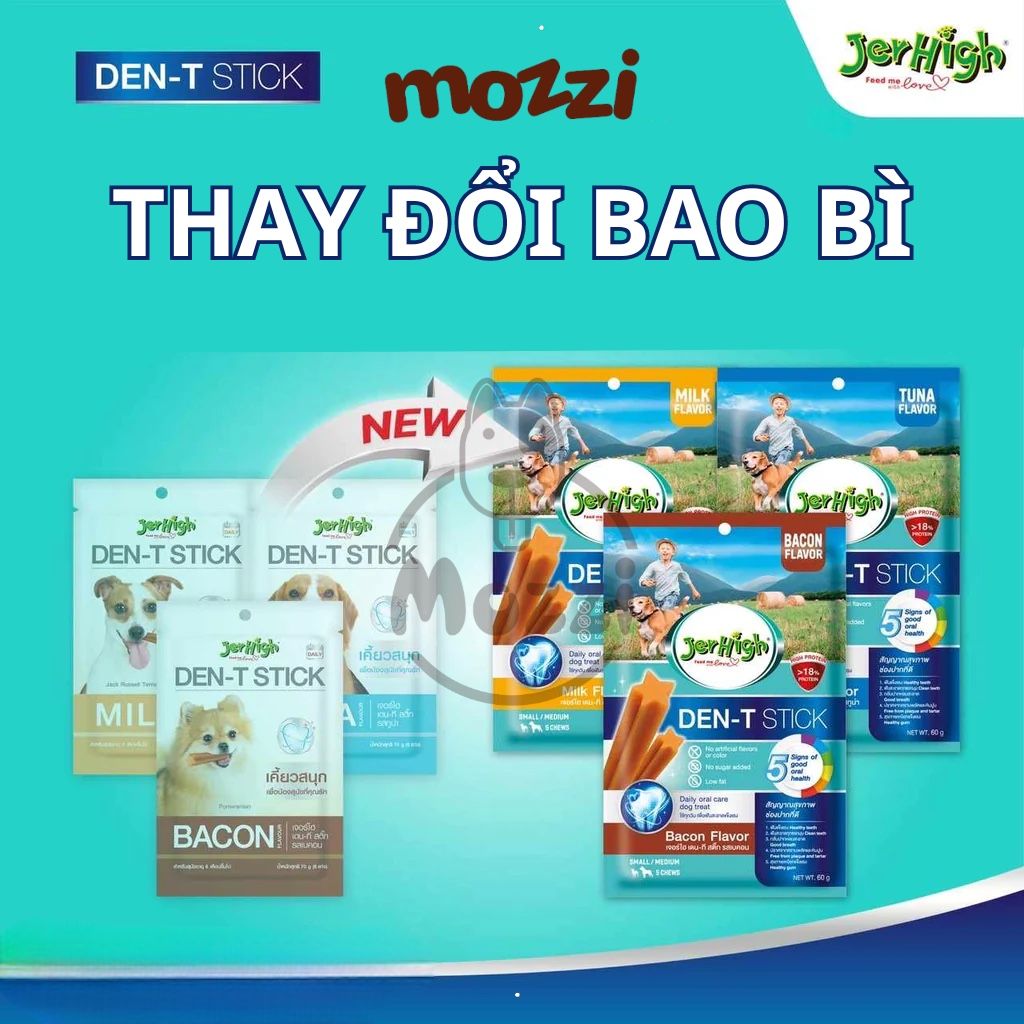Snack cho chó Gặm sạch răng Den-T Stick Jerhigh gói 60gr
