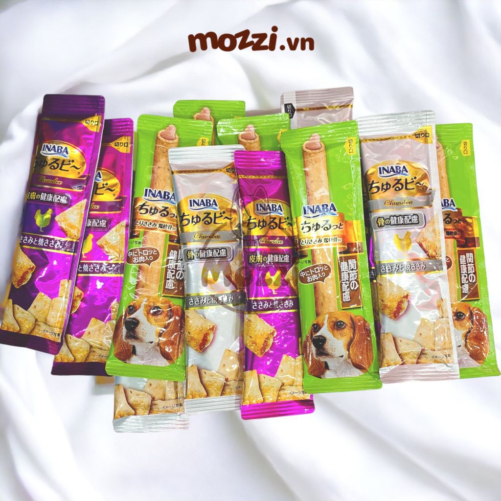 Snack cho chó Gà nhân mềm Inaba Churutto Gói 8 thanh x 10gr