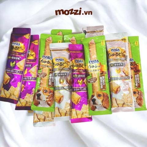  Snack cho chó Gà nhân mềm Inaba Churutto Gói 8 thanh x 10gr 