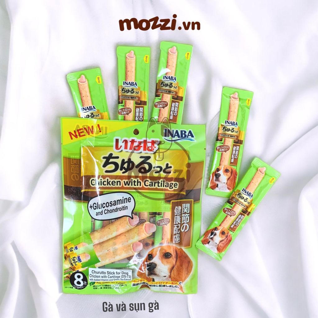Snack cho chó Gà nhân mềm Inaba Churutto Gói 8 thanh x 10gr
