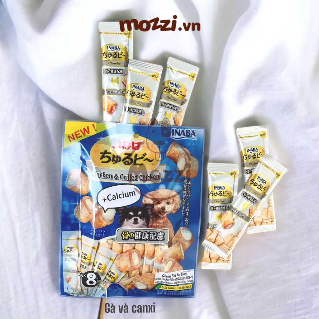 Snack cho chó Gà nhân mềm Inaba Churutto Gói 8 thanh x 10gr
