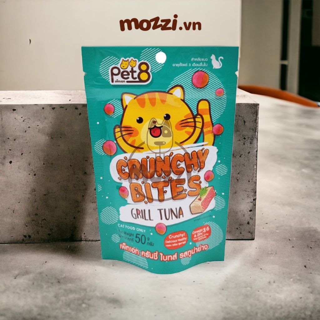 Snack cho mèo Crunchy Bites Pet8 50gr Thái Lan