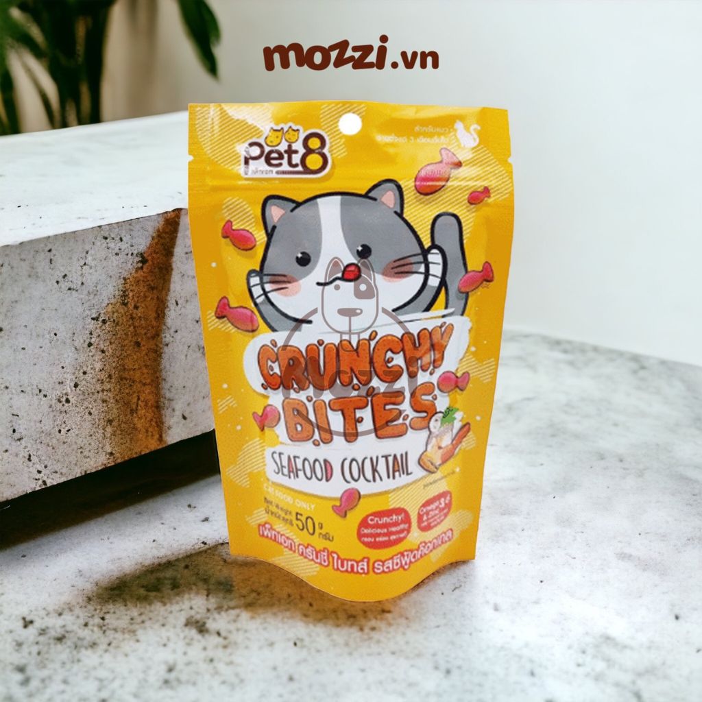 Snack cho mèo Crunchy Bites Pet8 50gr Thái Lan