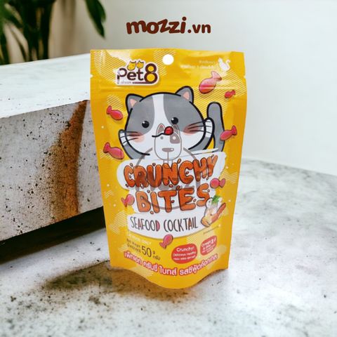  Snack cho mèo Crunchy Bites Pet8 50gr Thái Lan 