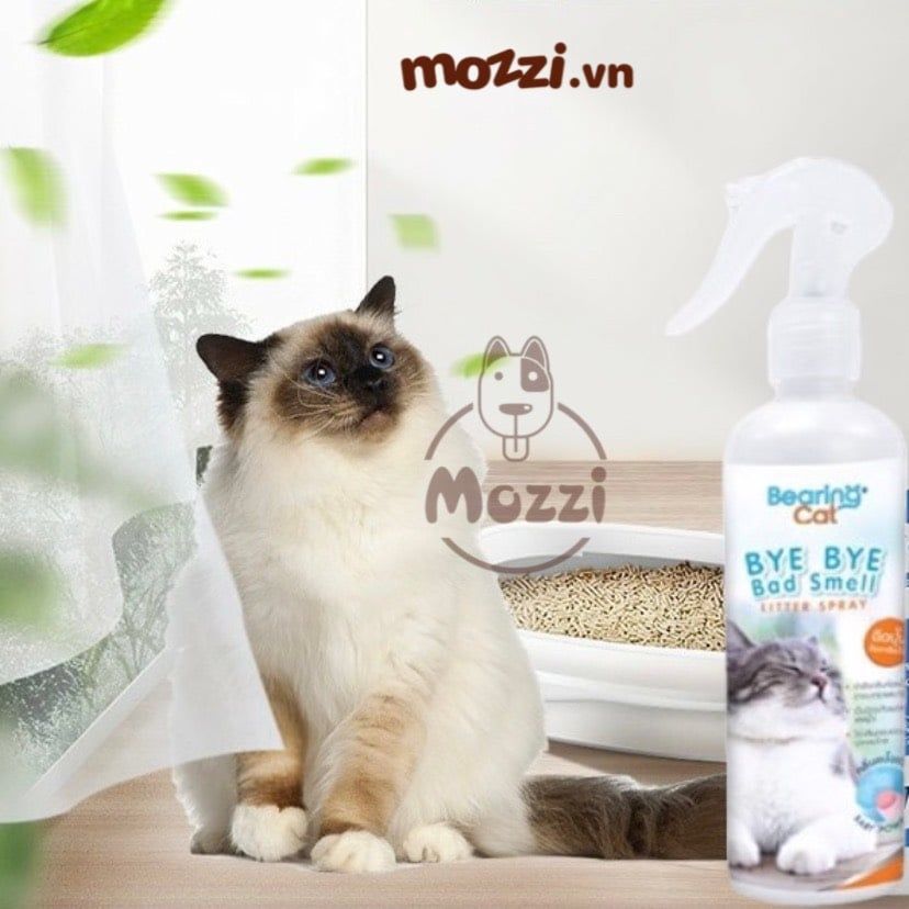 Xịt khử mùi cát vệ sinh Bearing Bye Bye cho mèo Chai 250ml