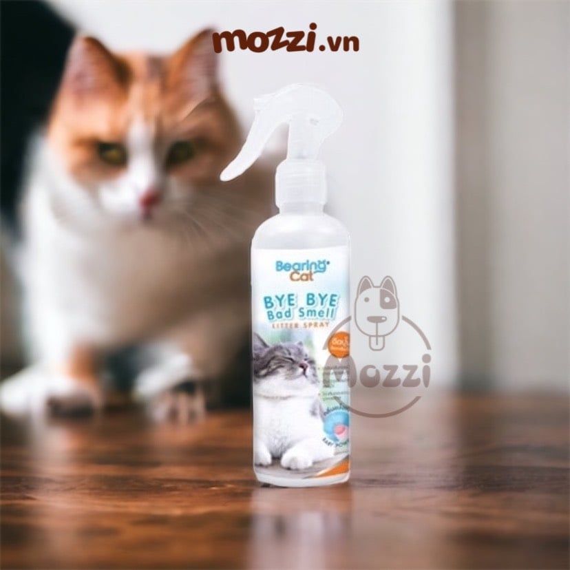 Xịt khử mùi cát vệ sinh Bearing Bye Bye cho mèo Chai 250ml