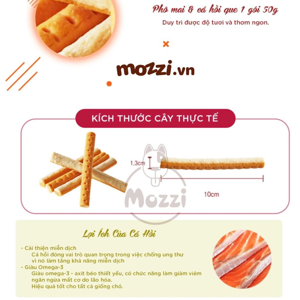 Snack cho chó Phô mai và Thịt que Bowwow 50gr