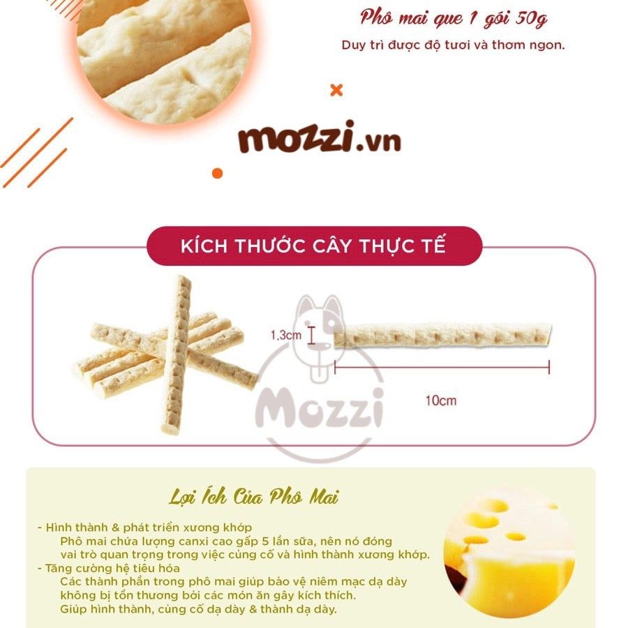 Snack cho chó Phô mai và Thịt que Bowwow 50gr