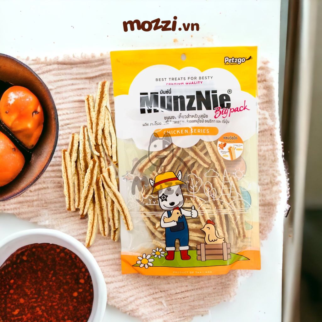 Snack cho chó Sợi dẻo nhân gà MunzNie