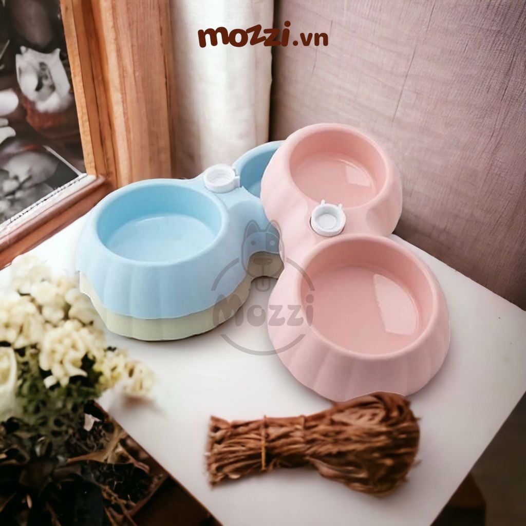 Khay ăn uống đôi dành cho chó mèo giá rẻ không kèm bình