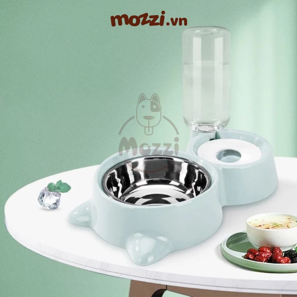 Khay ăn uống tự động hình mặt mèo cho chó mèo