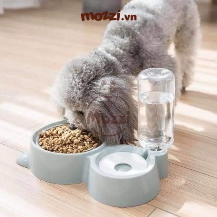 Khay ăn uống tự động hình mặt mèo cho chó mèo