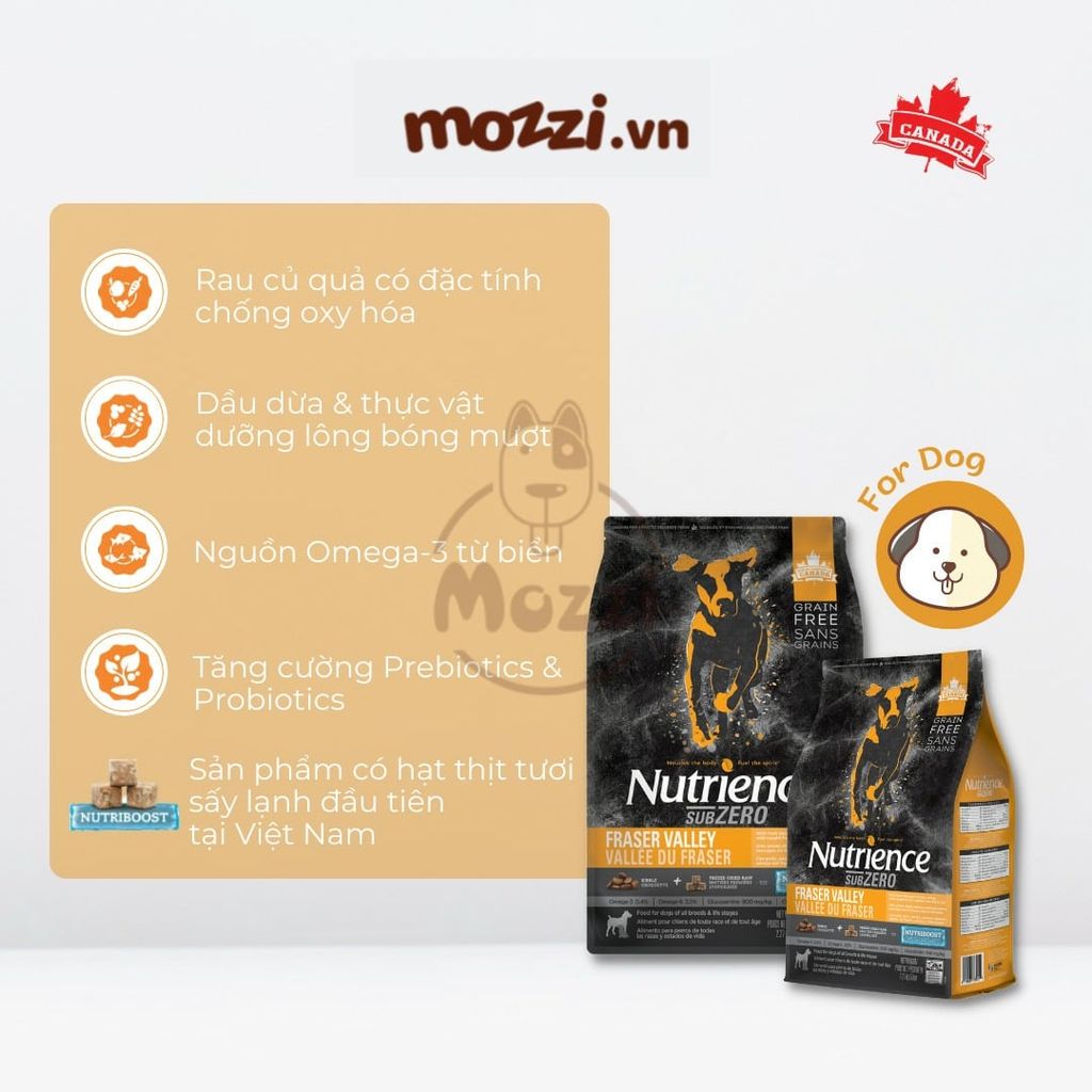Thức ăn hạt Nutrience Subzero vị gà tây cá biển và rau củ cho chó mèo [0.5kg - 1.8kg - 5kg]
