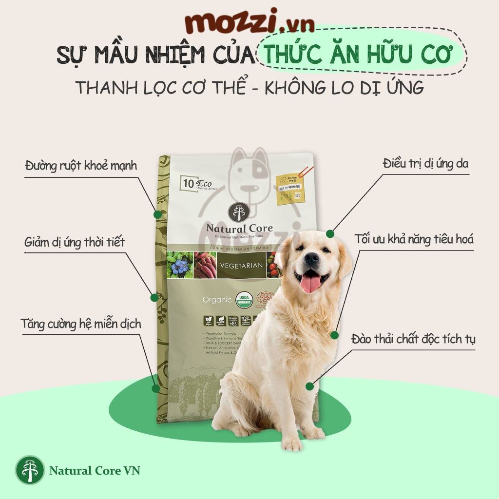 Thức ăn hạt hữu cơ Natural Core Vegetarian hạt chay rau củ cho chó [1kg - 6kg]