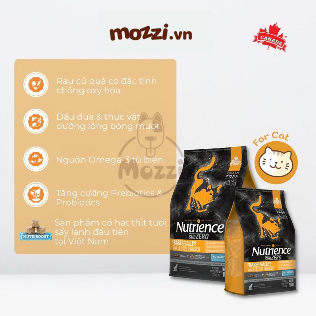 Thức ăn hạt Nutrience Subzero vị gà tây cá biển và rau củ cho chó mèo [0.5kg - 1.8kg - 5kg]
