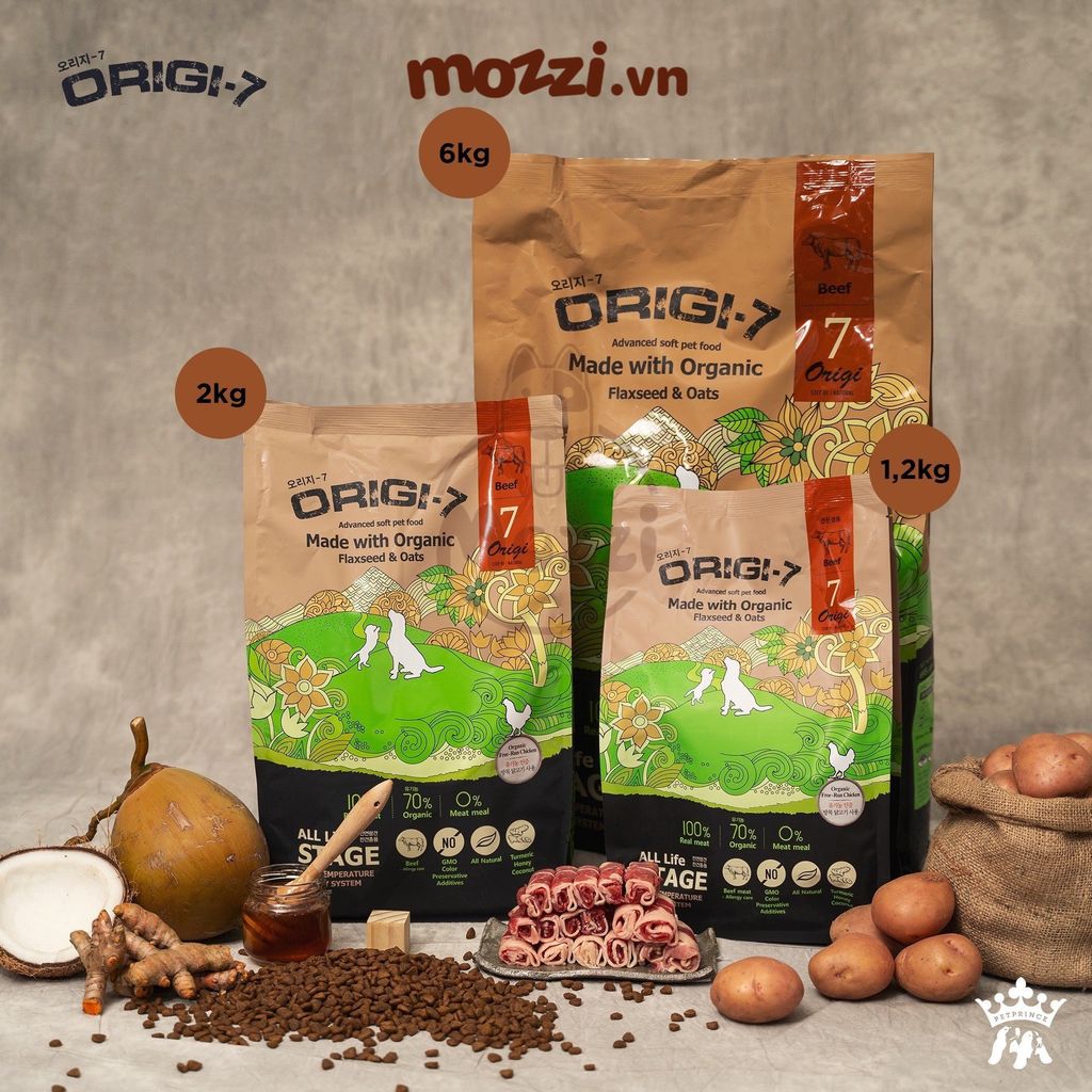 Thức ăn hạt mềm hữu cơ Origi-7 cho chó [200g - 1.2kg - 2kg - 6kg]