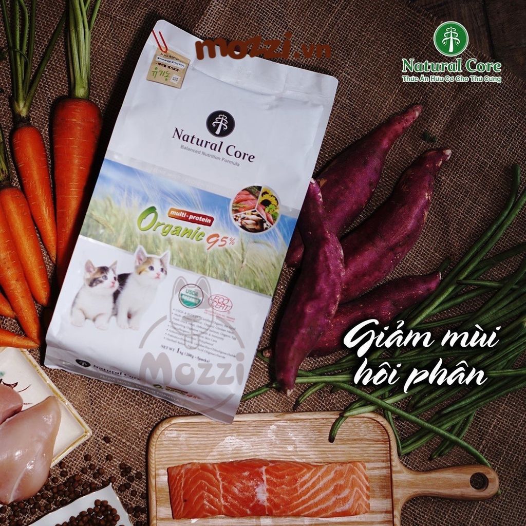 Thức ăn hạt hữu cơ Natural Core đa đạm 95% cho mèo [200g - 1kg]
