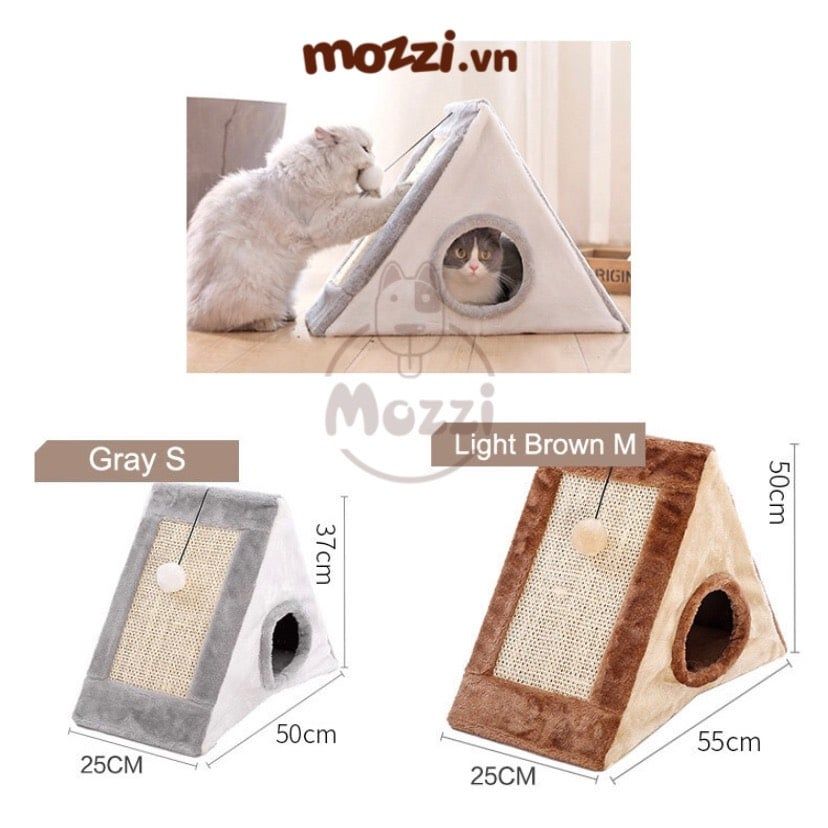 Nhà mèo cào móng tam giác gấp gọn cho mèo