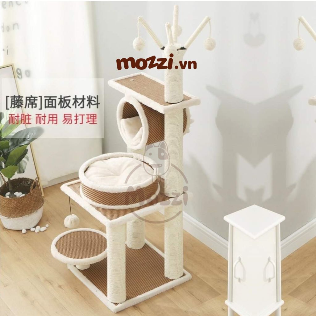 Cat Tree Trụ mèo cào móng ổ nằm tròn 3 tầng