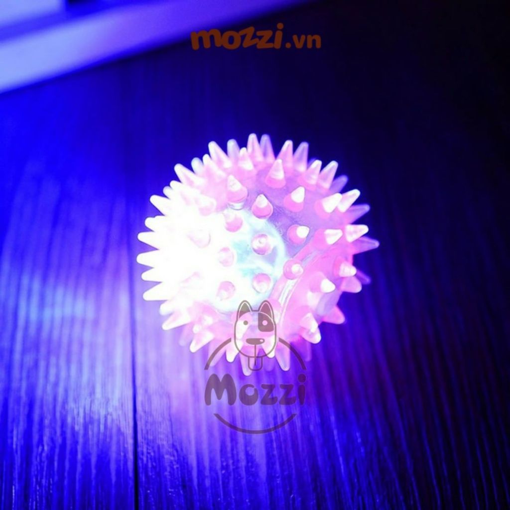 Đồ chơi âm thanh cao su bóng nhím phát sáng 6cm cho chó mèo