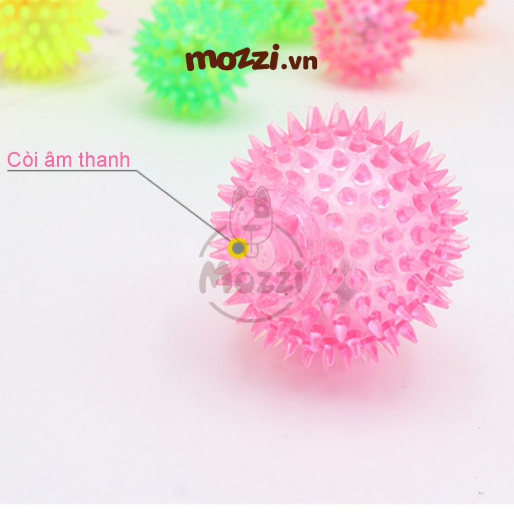 Đồ chơi âm thanh cao su bóng nhím phát sáng 6cm cho chó mèo