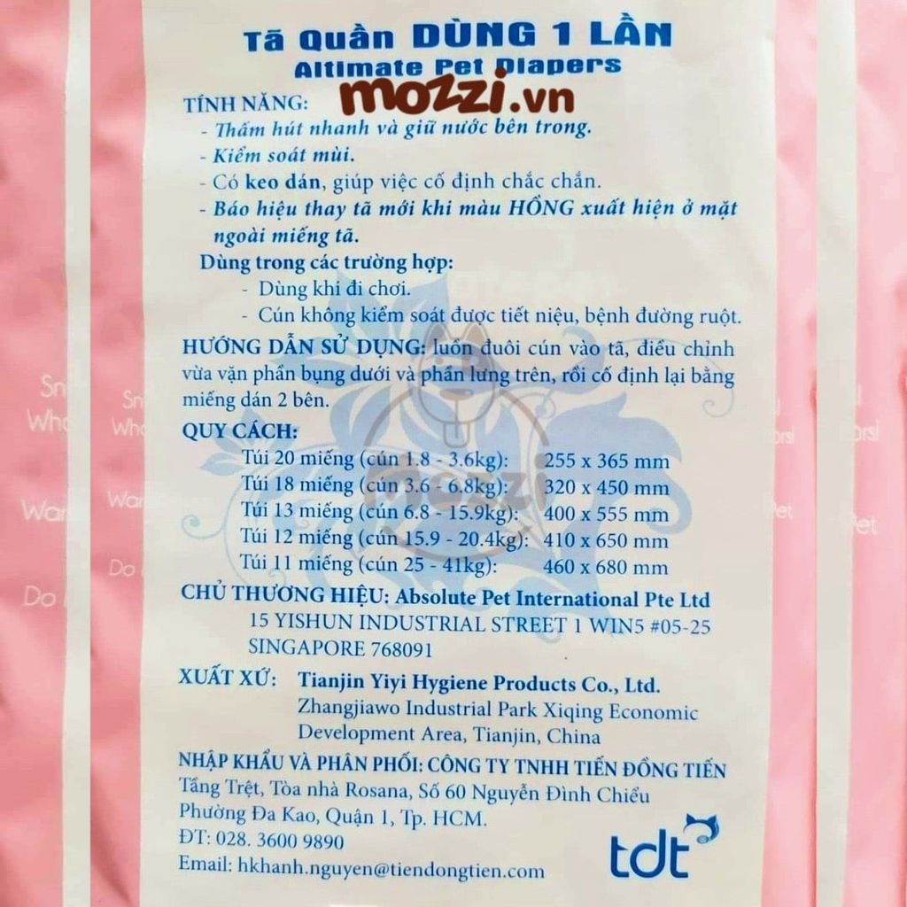 Tã bỉm quần cho chó Cái Pet Diaper Altimate Của Mỹ