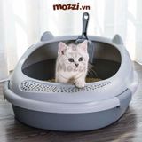  Khay cát vệ sinh cho mèo có bàn đạp chân nhám hình tai mèo 