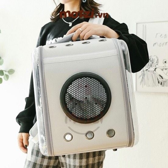 Balo Túi đựng chó mèo Phi hành gia vuông trong suốt lớn 34x30x40cm - Ba lô