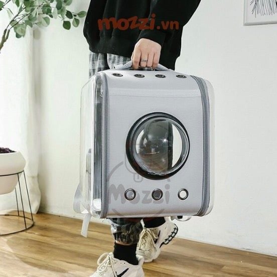 Balo Túi đựng chó mèo Phi hành gia vuông trong suốt lớn 34x30x40cm - Ba lô