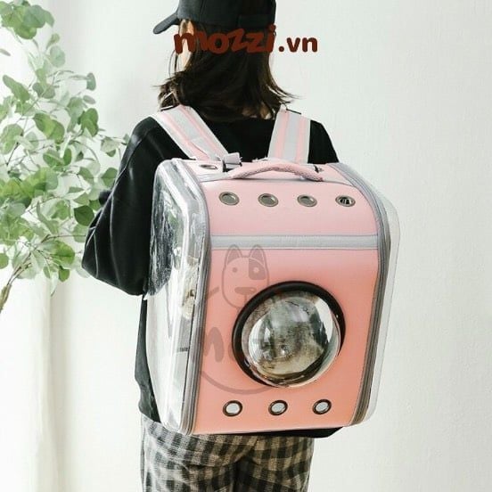 Balo Túi đựng chó mèo Phi hành gia vuông trong suốt lớn 34x30x40cm - Ba lô