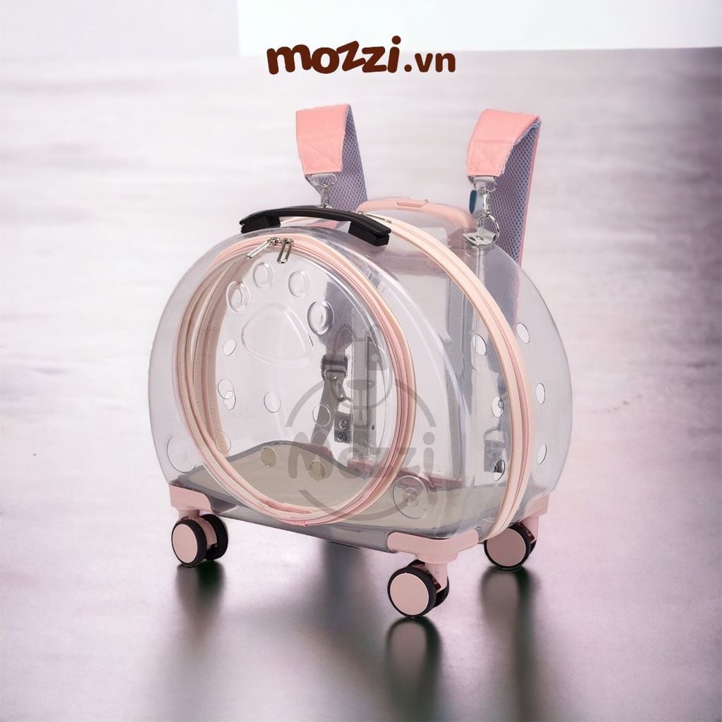 Vali kéo hình bàn chân trong suốt 43x26x40cm cho chó mèo