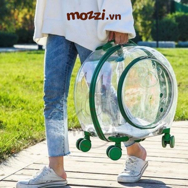 Vali kéo hình bàn chân trong suốt 43x26x40cm cho chó mèo
