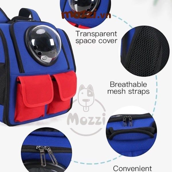 Balo Túi đựng chó mèo Phi hành gia vải vuông lớn 38x25x34cm - Ba lô