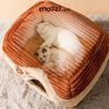 Nhà Nệm cho chó mèo Lâu đài gấu nâu bông mềm