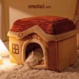  Nhà Nệm cho chó mèo Lâu đài gấu nâu bông mềm 