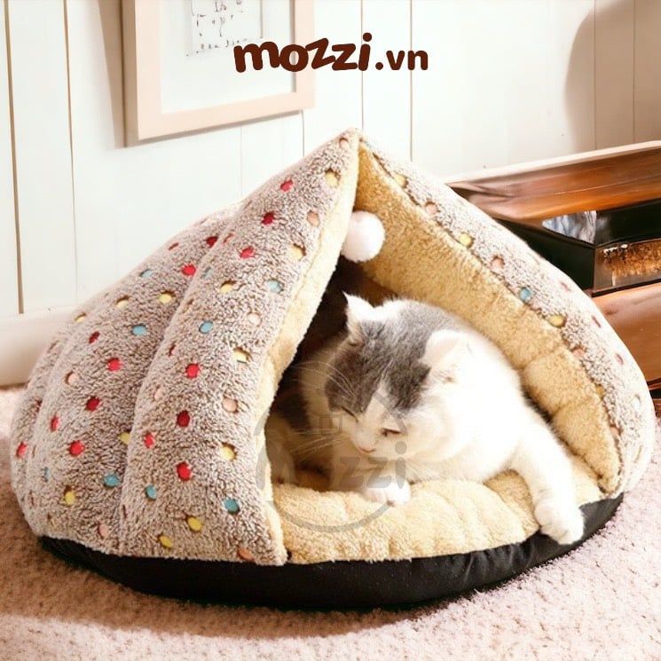 Nhà Nệm cho chó mèo Elite bông mềm hình chóp 57x50x45cm