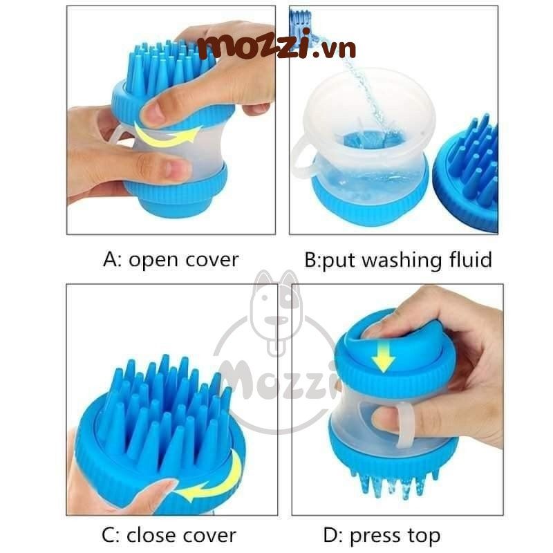 Bàn chải tắm tạo bọt gai lớn đựng xà phòng cho chó lớn