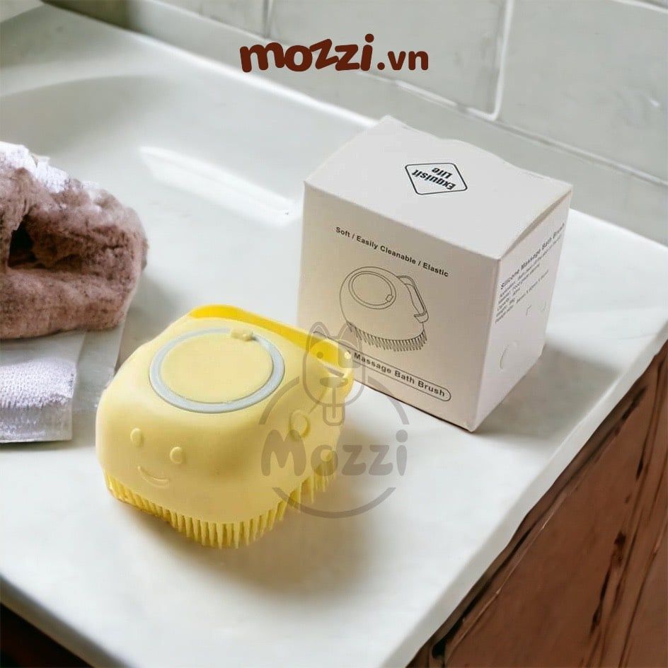 Bàn chải tắm vuông gai mềm tạo bọt đựng xà phòng cho chó mèo nhỏ