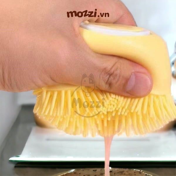 Bàn chải tắm vuông gai mềm tạo bọt đựng xà phòng cho chó mèo nhỏ