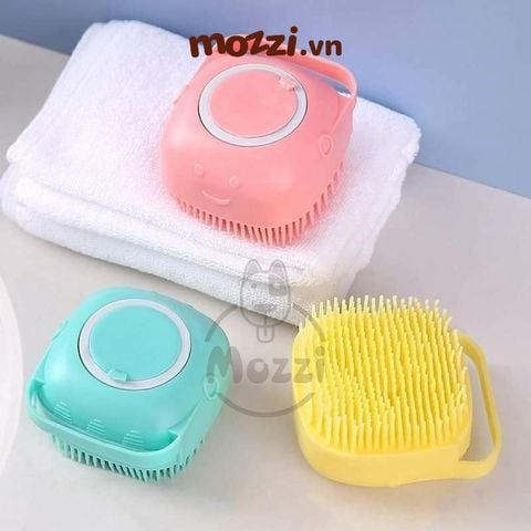  Bàn chải tắm vuông gai mềm tạo bọt đựng xà phòng cho chó mèo nhỏ 