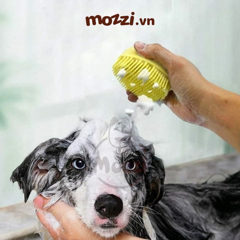  Bàn chải tắm vuông gai mềm tạo bọt đựng xà phòng cho chó mèo nhỏ 