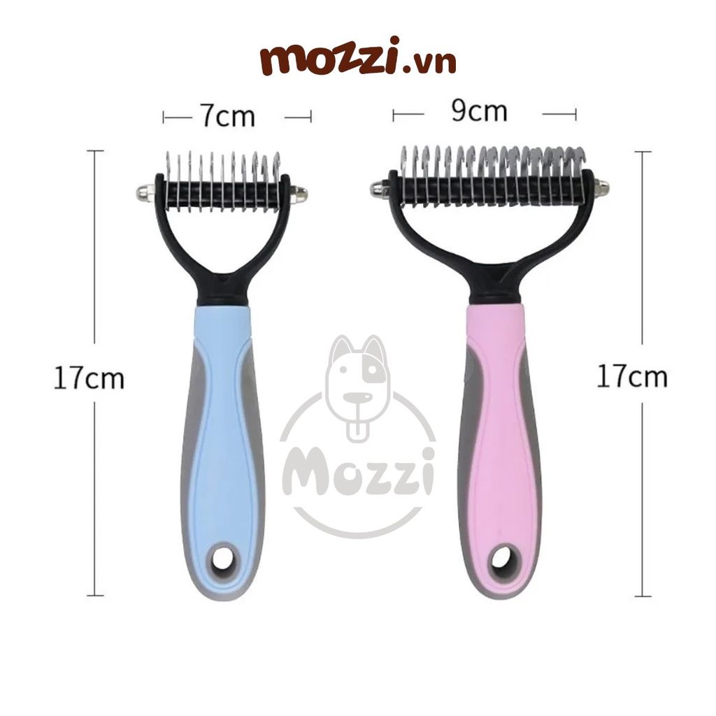 Lược chải lông chó mèo có lưỡi răng cưa 2 mặt cắt búi lông và gom lông rụng