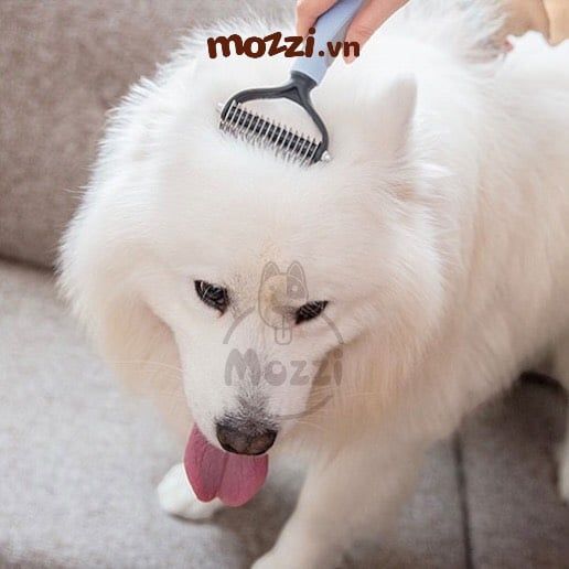 Lược chải lông chó mèo có lưỡi răng cưa 2 mặt cắt búi lông và gom lông rụng