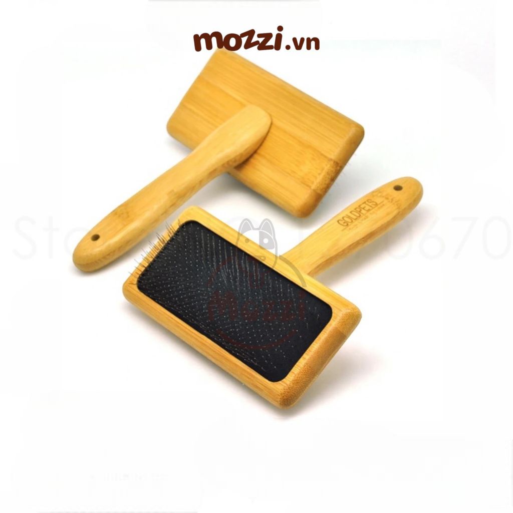 Lược chải lông chó mèo GoldPets cán gỗ không bọc đầu chải phồng lông chuyên dụng