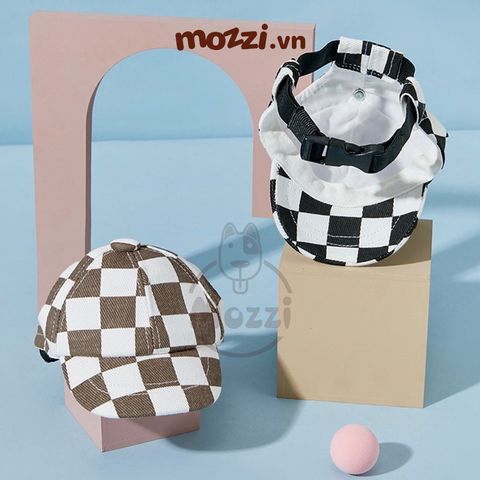  Nón lưỡi trai caro cho chó mèo 