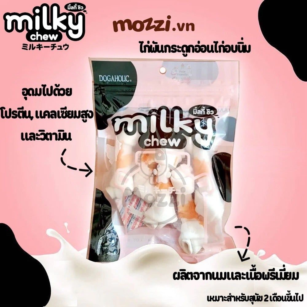Snack cho chó Gà bọc xương sữa dê mềm Milky Chew Thái Lan