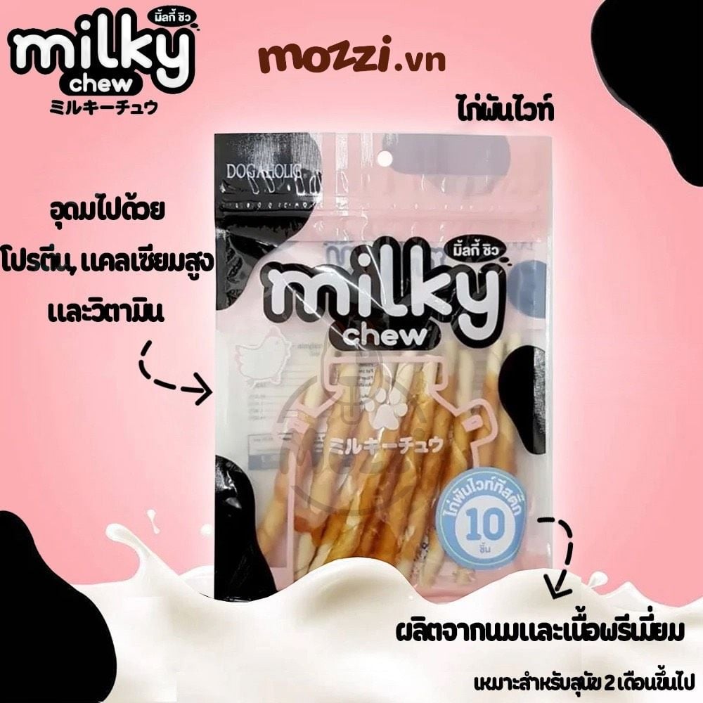Snack cho chó Gà bọc xương sữa dê mềm Milky Chew Thái Lan