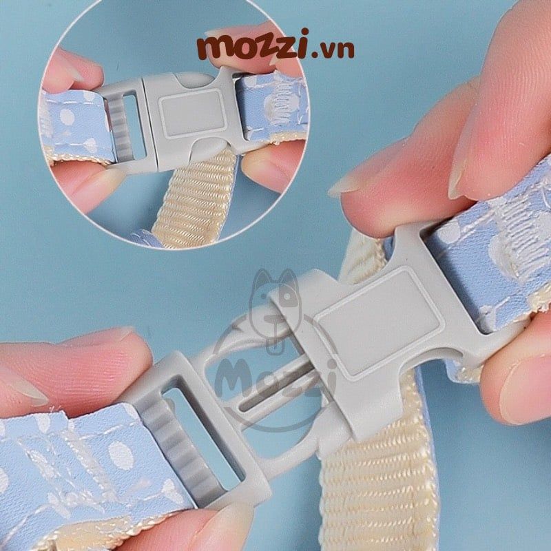 DoHa Dây dắt yếm ngực gắn nơ cotton cho chó mèo